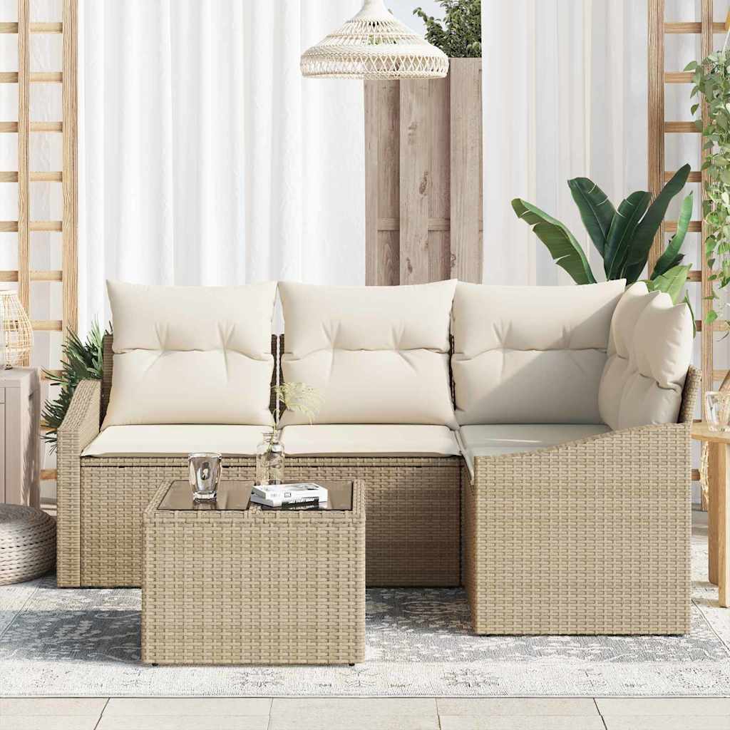 Garten Essgruppe mit Kissen mit Speicher 5 pcs Beige und Creme